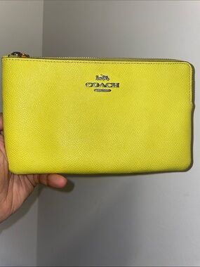 Coach Yellow Saffiano Leather Wristlet Pouch